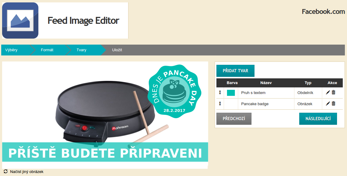 Ukázka z rozhraní Feed Image Editoru